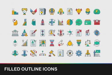 Filled Outline Icons - PowerPoint Slide Master Templates & Infographics
