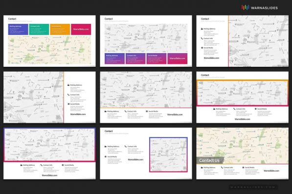 Contact Information Maps Powerpoint Template For Business Pitch Deck Professional Creative Powerpoint Icons 010