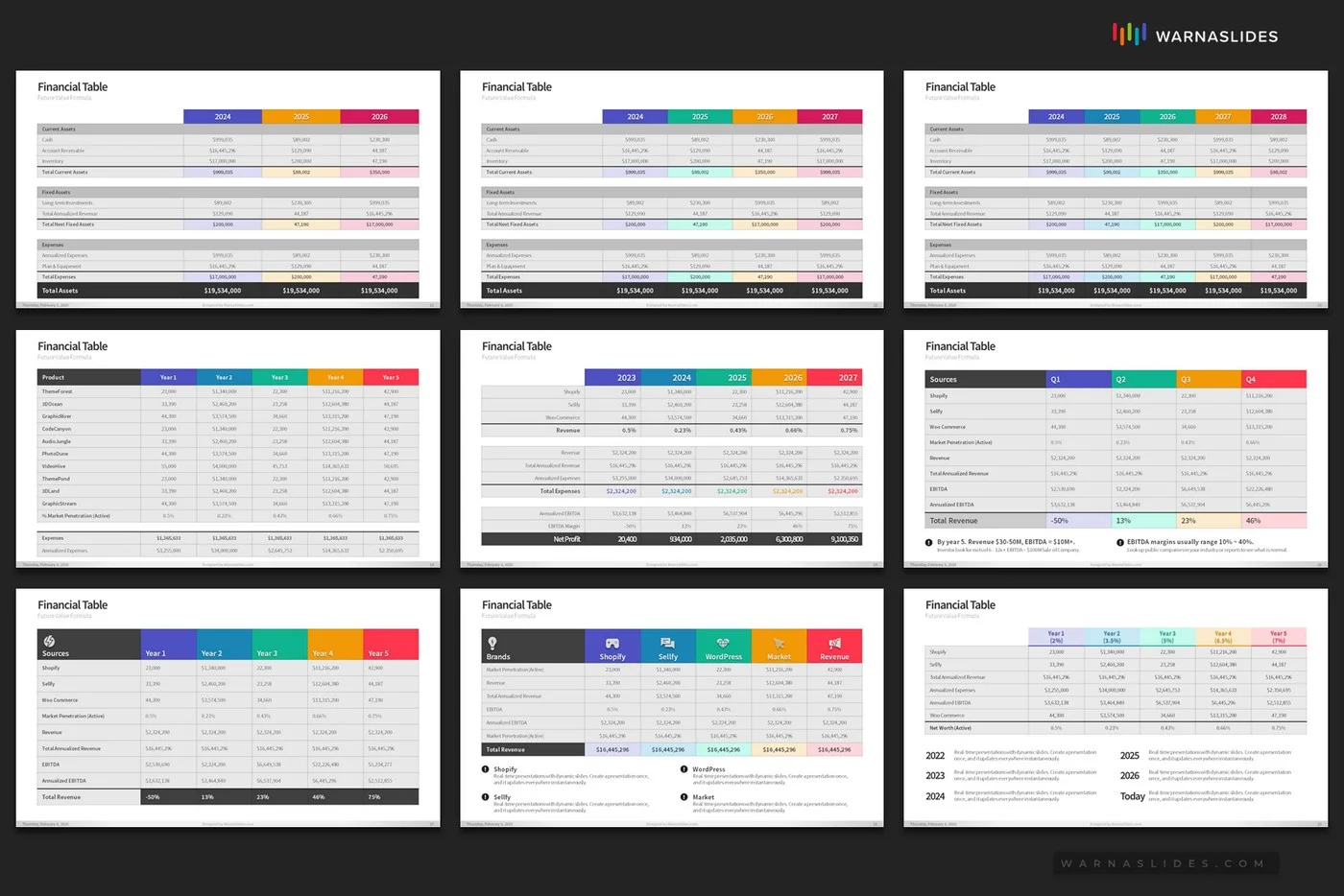 Financial Tables Powerpoint Template For Business Pitch Deck Professional Creative Powerpoint Icons 007