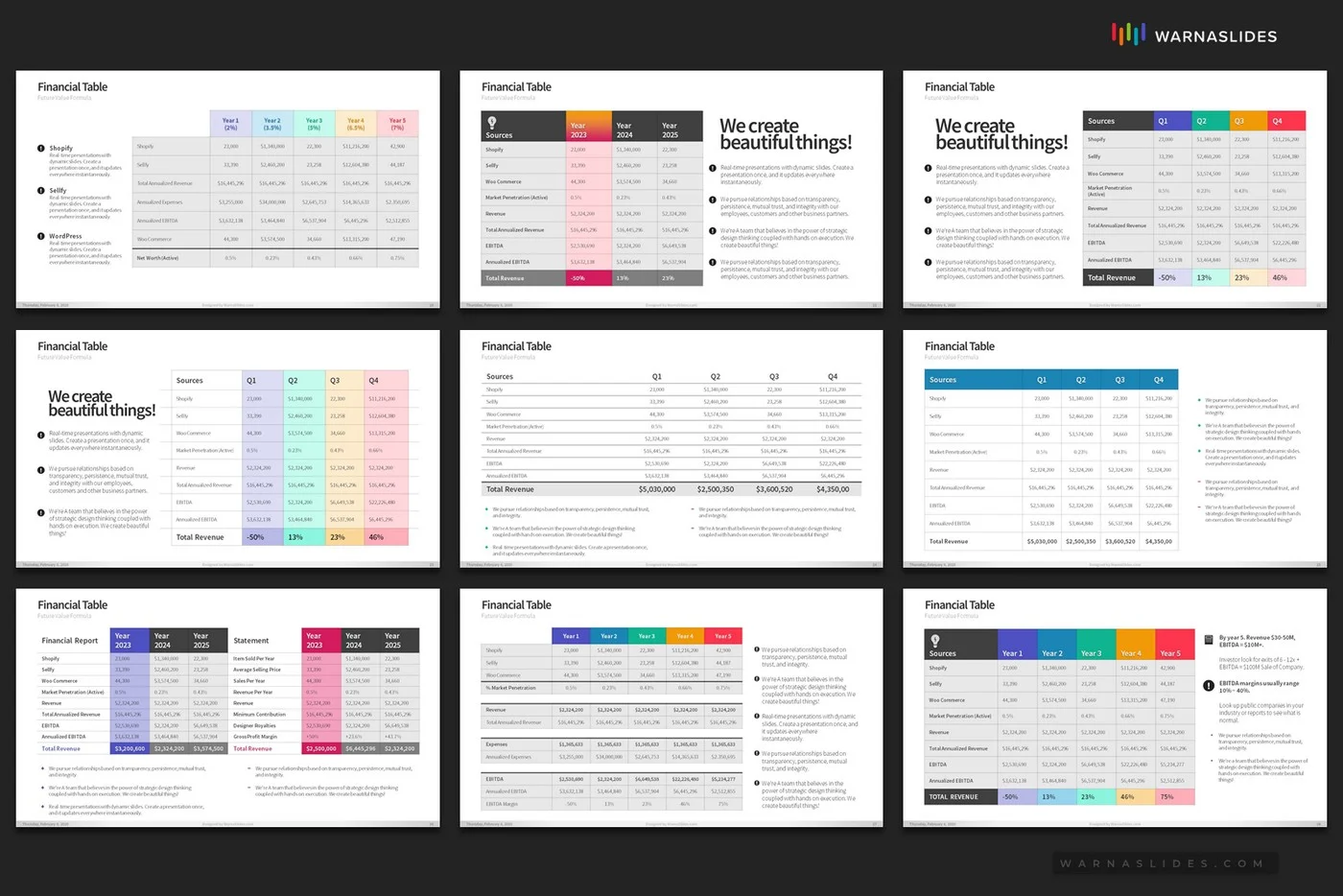 Financial Tables Powerpoint Template For Business Pitch Deck Professional Creative Powerpoint Icons 008
