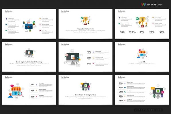 Services Seo Management Bullet Points Powerpoint Template For Business Pitch Deck Professional Creative Powerpoint Icons 019