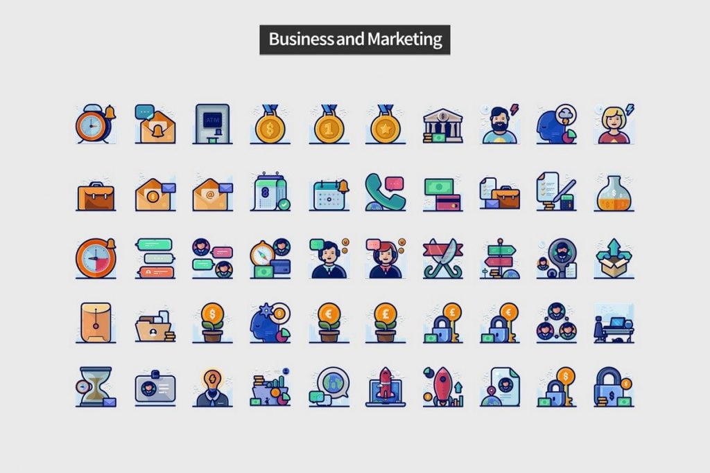 Detailed Outline Icons - PowerPoint Slide Master Templates & Infographics
