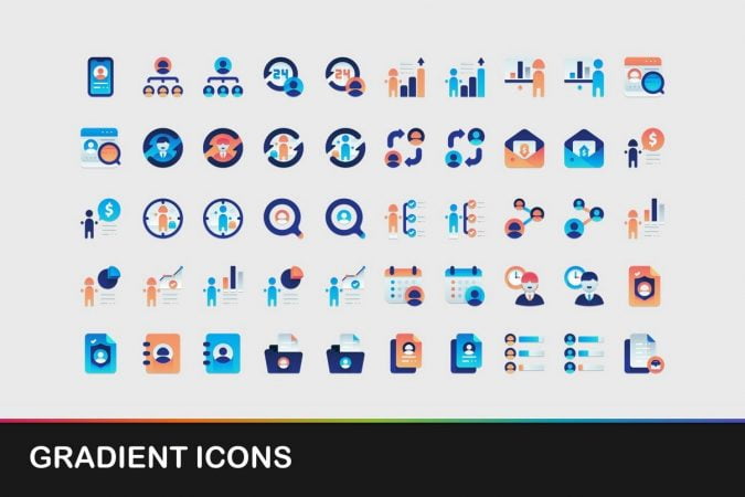 Gradient Icons - PowerPoint Slide Master Templates & Infographics