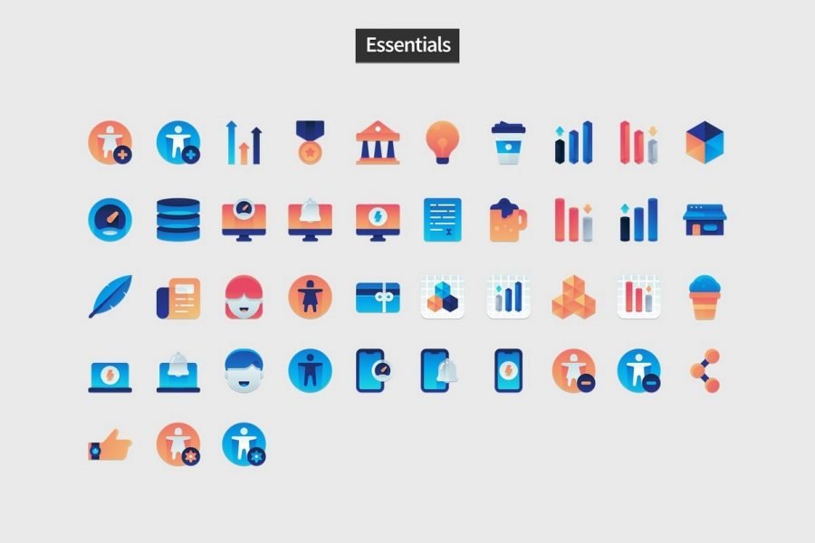 Gradient Icons - PowerPoint Slide Master Templates & Infographics