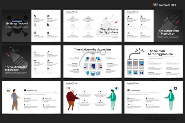 Problem Threats Risk Management Weaknesses Services Brainstorm Powerpoint Template 2020 For Business Pitch Deck Professional Creative Presentation By Warna Slides 012