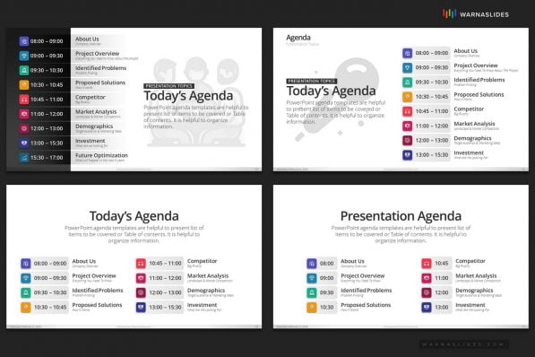 Agenda Meeting Powerpoint Template 2020 For Business Pitch Deck Professional Creative Presentation By Warna Slides 007
