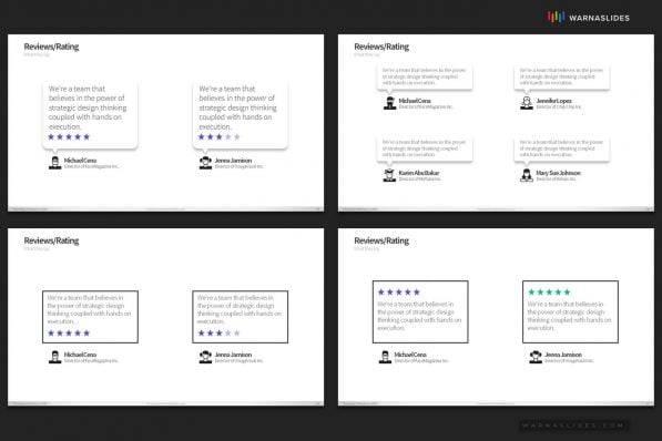 Ratings Reviews Testimonial Powerpoint Template For Business Pitch Deck Professional Creative Powerpoint Icons 011