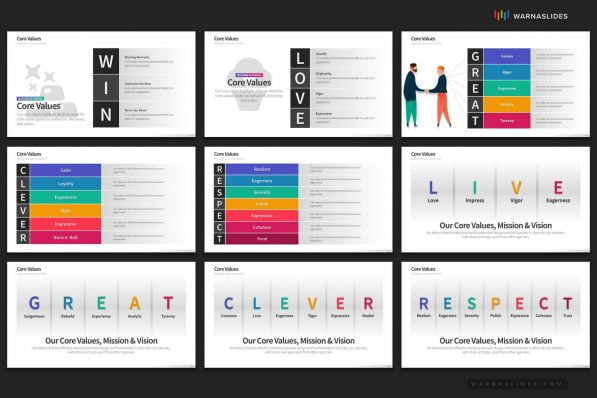 Company Core Values Powerpoint Template For Business Pitch Deck Professional Creative Powerpoint Icons 010