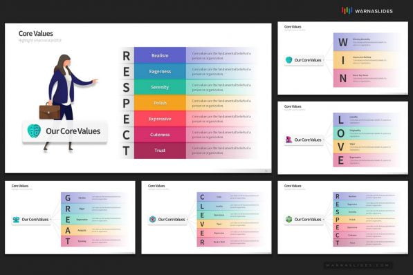 Company Core Values Powerpoint Template For Business Pitch Deck Professional Creative Powerpoint Icons 012