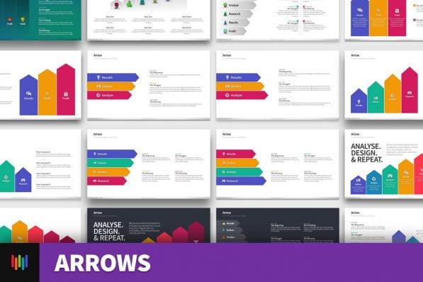 Arrows Chevron Ladder Growth Powerpoint Template For Business Pitch Deck Professional Creative Powerpoint Icons 002