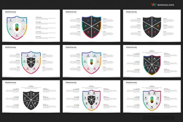 Shield Security Protection Powerpoint Template For Business Pitch Deck Professional Creative Powerpoint Icons 007