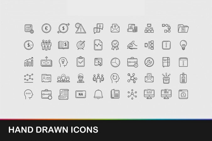 Hand Drawn Icons - PowerPoint Slide Master Templates & Infographics