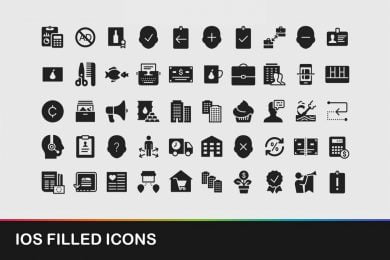 iOS Filled Icons - PowerPoint Slide Master Templates & Infographics